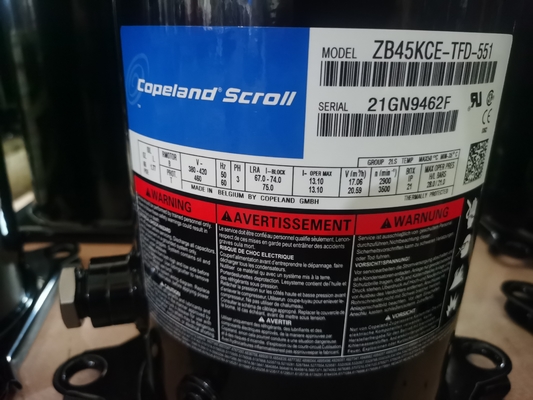 3 ফেজ কোপল্যান্ড রেফ্রিজারেশন কম্প্রেসার 12HP 121000BTU ZP143KCE-TFD কালো রঙ